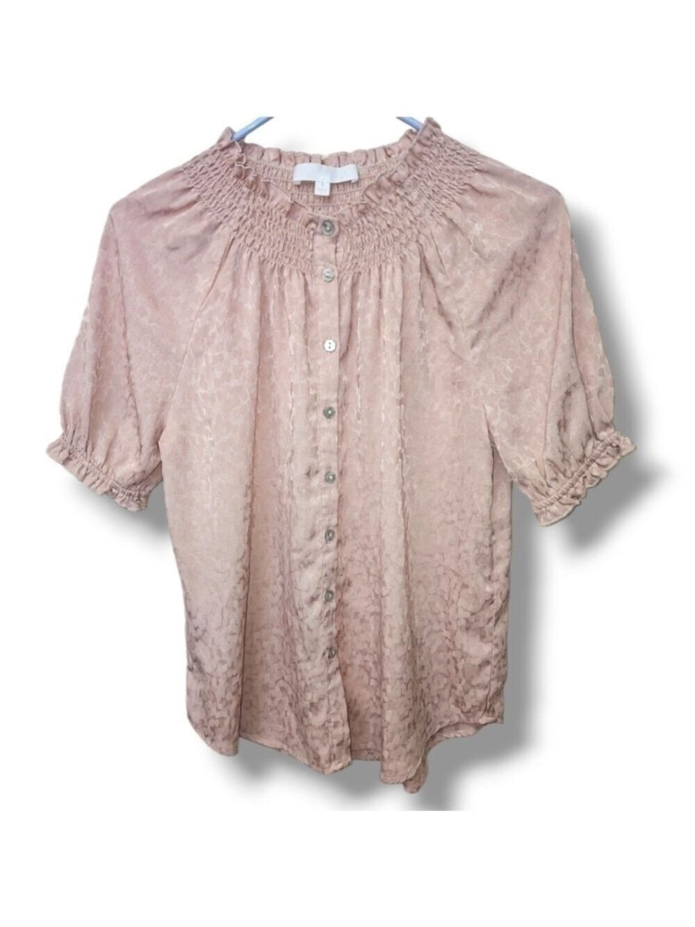 Mock Neck Satin Look Blouse